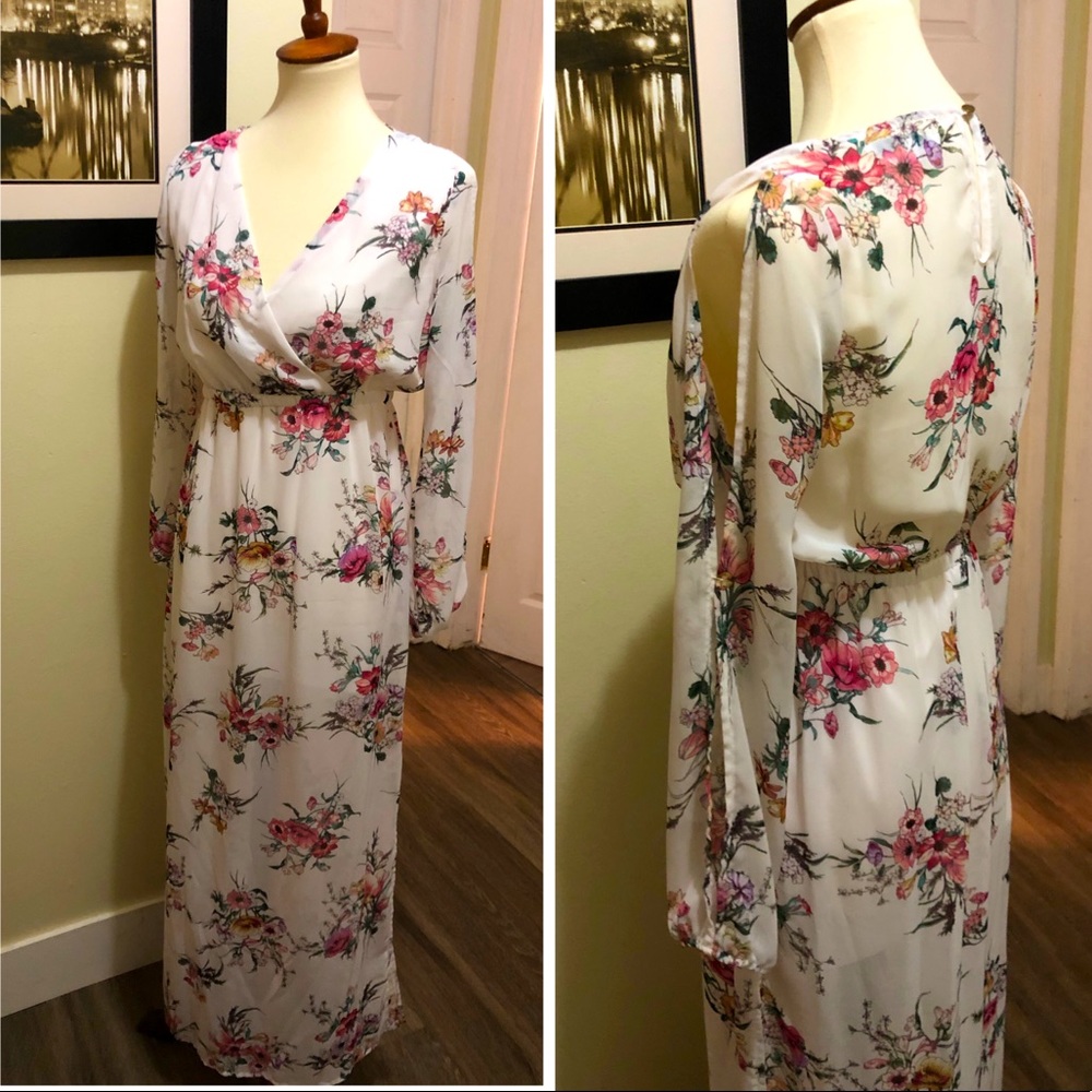 Floral long white dress